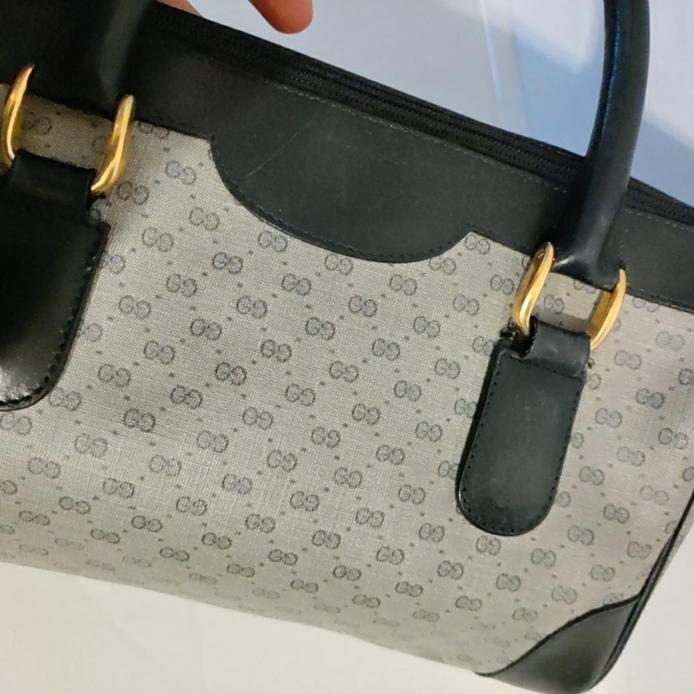 GUCCI 70s Vintage Boston Bag – Blue GG Monogram Leather Handbag - Picture 9 of 16